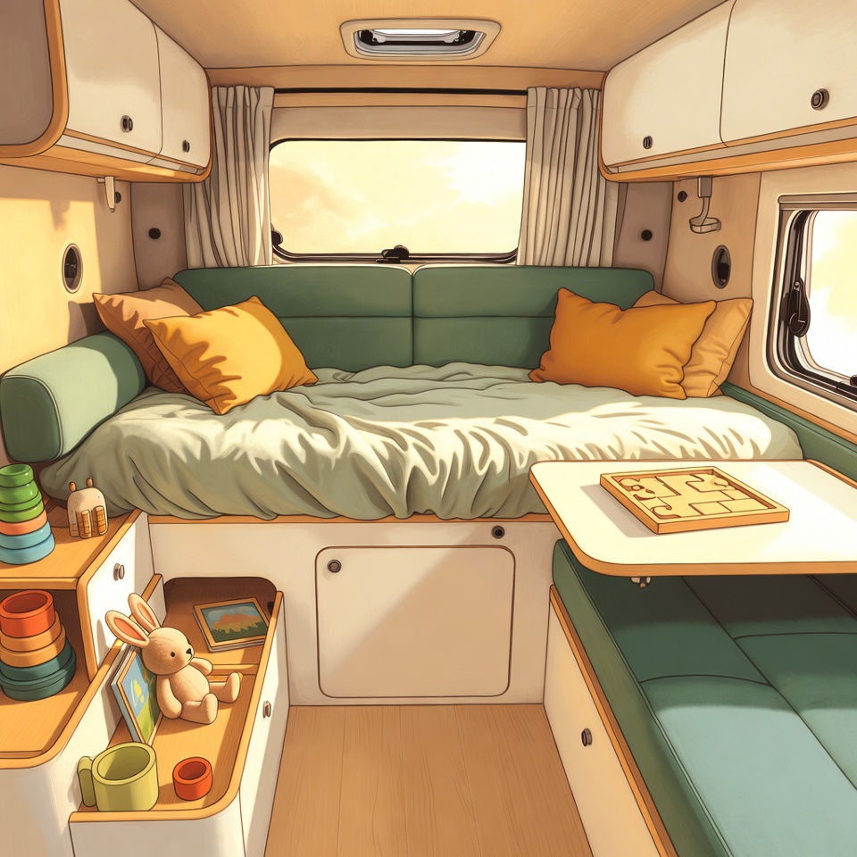 Camperinterieur met kindvriendelijke indeling